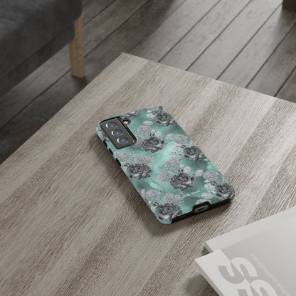 Teal Floral Elegance - Samsung Case