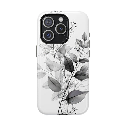 Veined Leaves Gray iPhone 15 Pro Case - Tough+