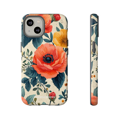 Vibrant Botanical Poppies - Tough iPhone 14 Phone Case