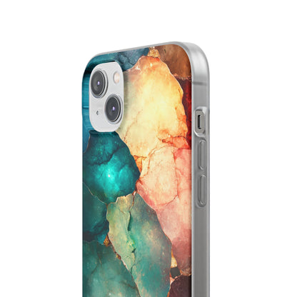 Teal Mosaic Veins iPhone 14 Plus Case - Soft