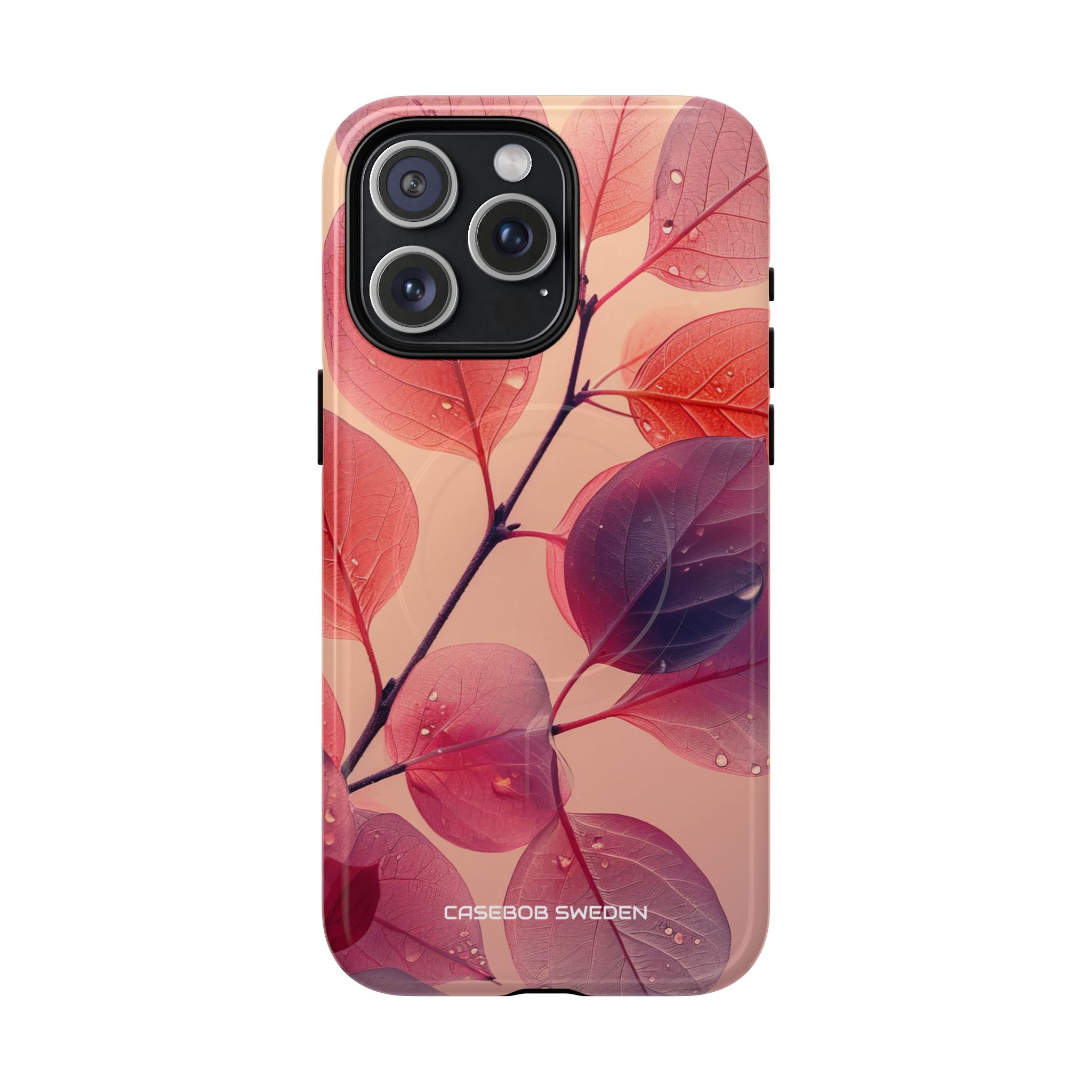 Pink Serenity Leaf Design - Tough + MagSafe® iPhone 15 Phone Case