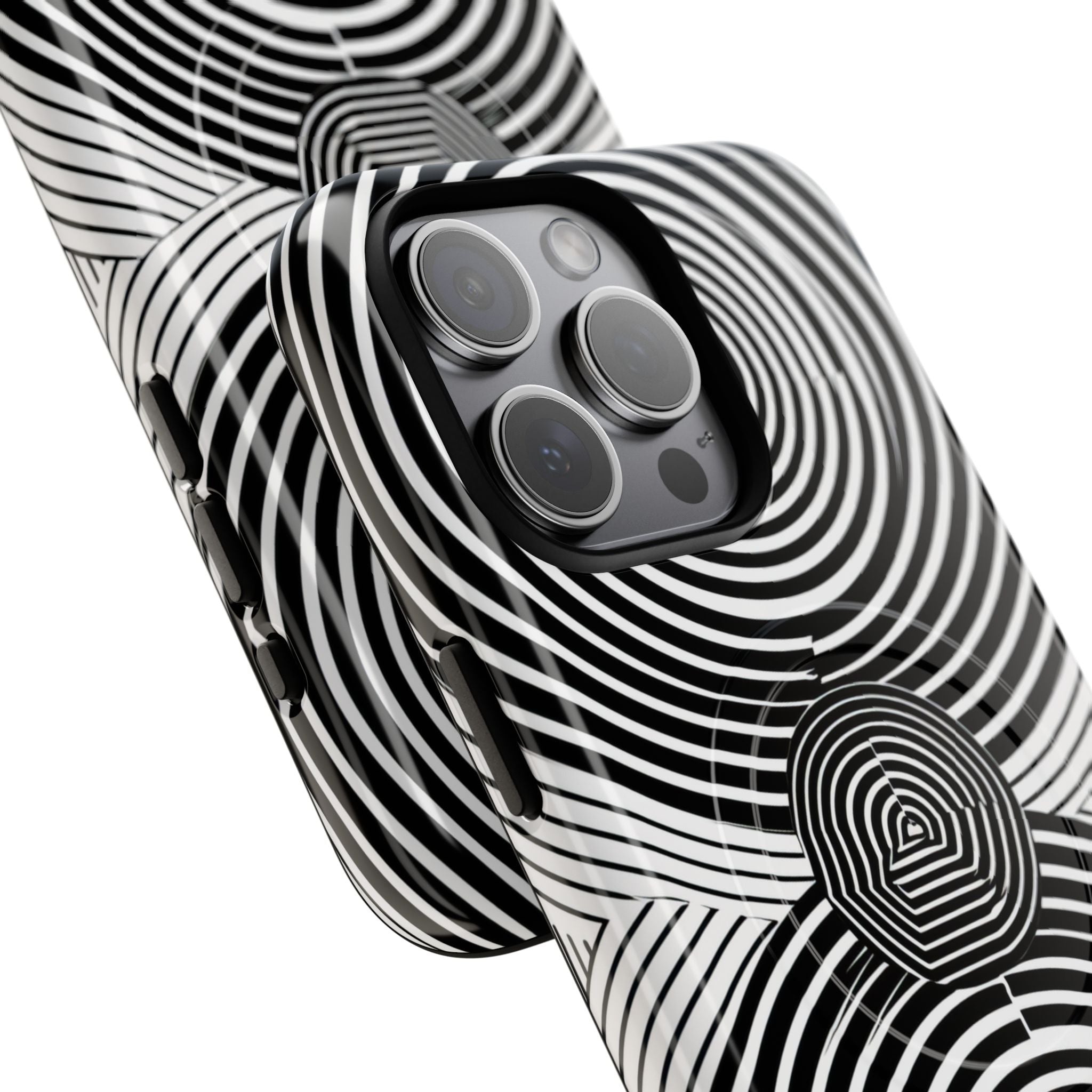 Monochrome Spiral Motion iPhone 15 - Tough+