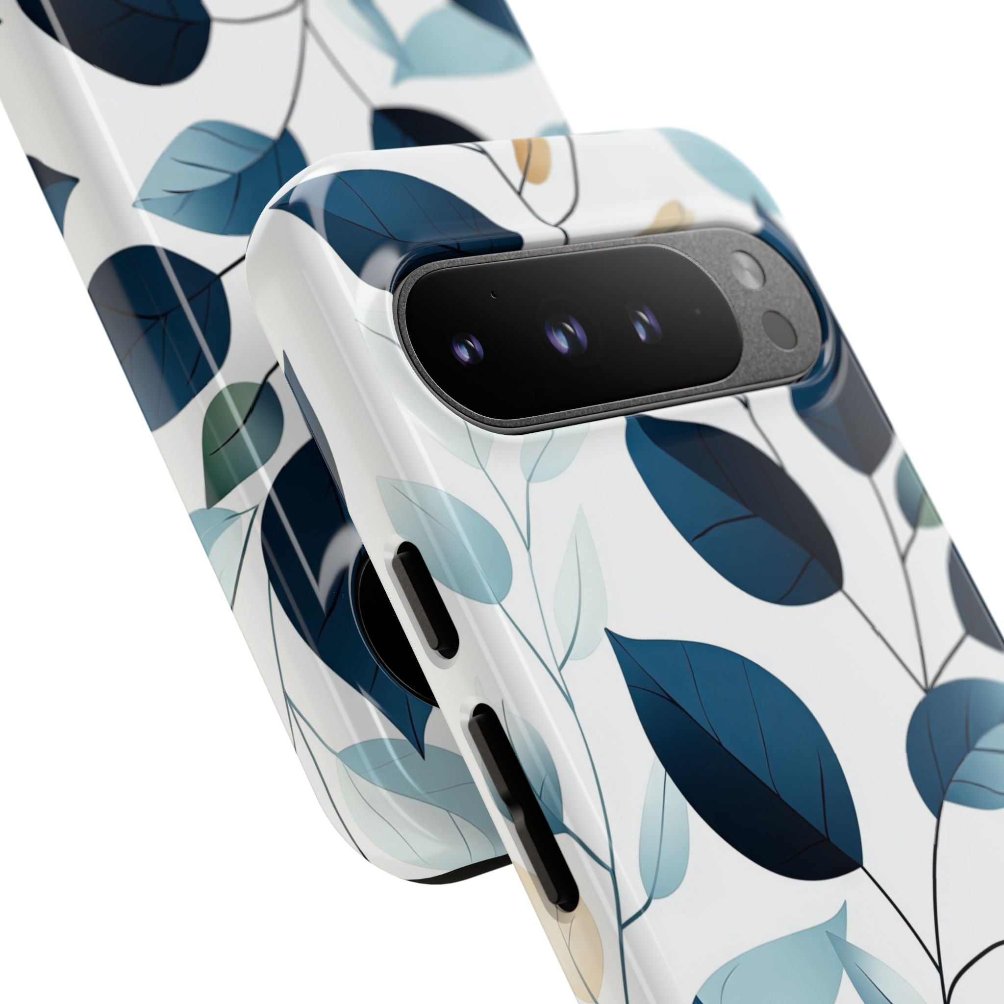 Navy Leaf Veins Google Pixel 9 Pro XL Case - Tough