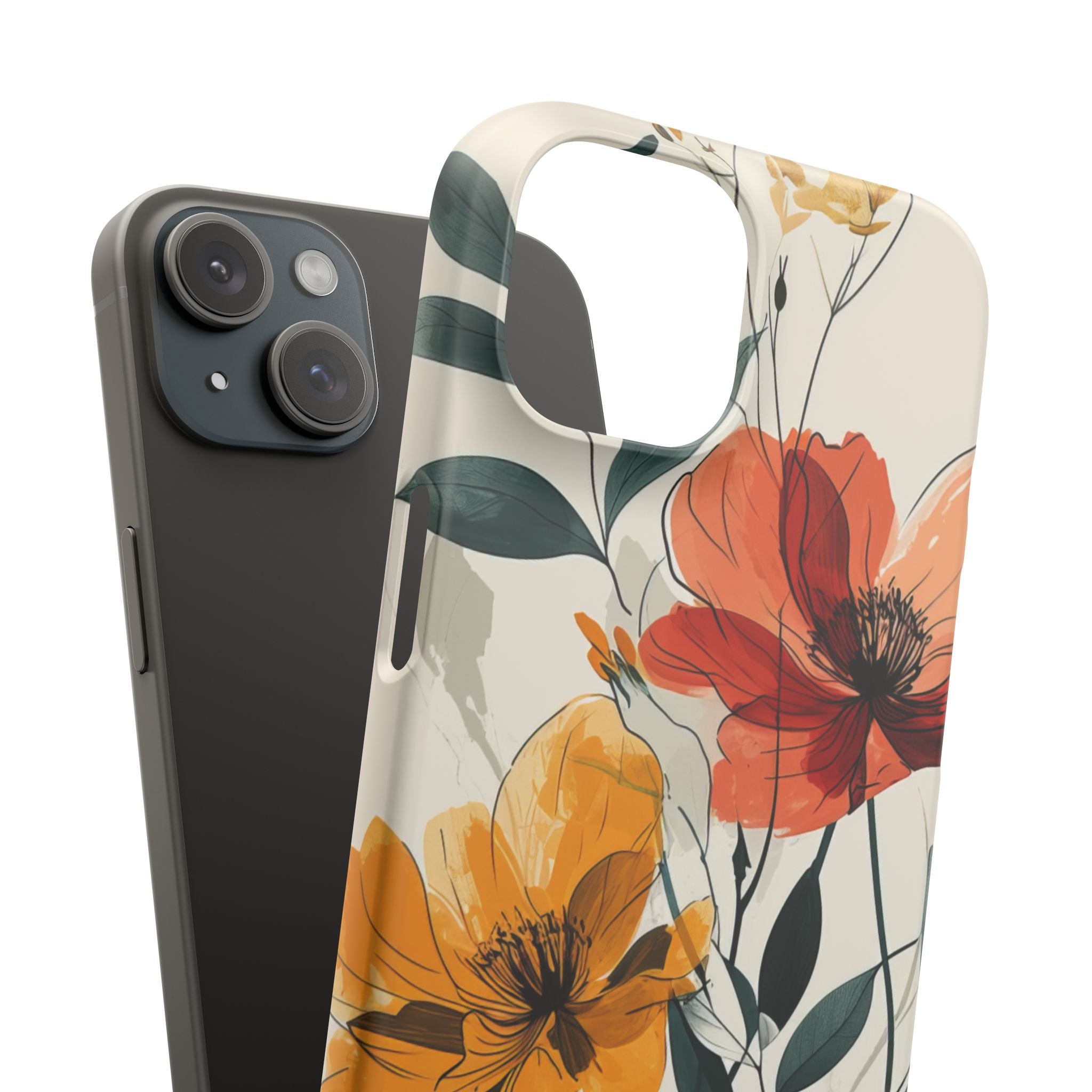 Elegant Floral Harmony iPhone 15 - Slim Phone Case