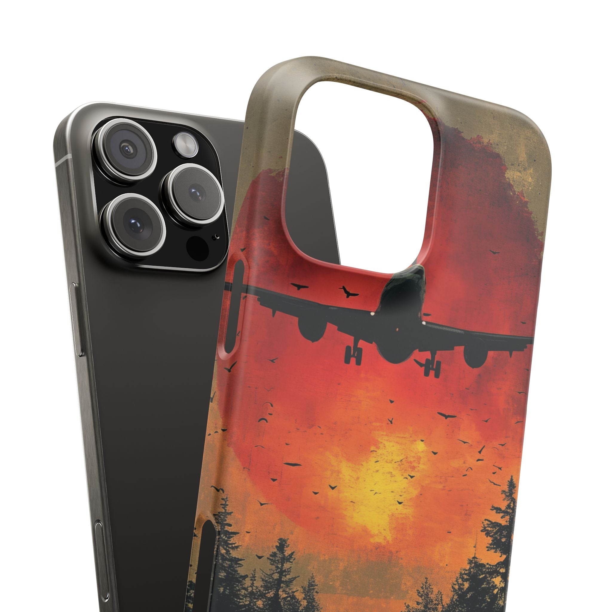 Vintage Sunset Airplane Silhouette iPhone 16 - Slim Phone Case