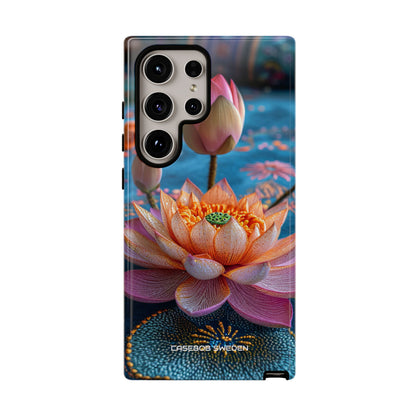 Vibrant Lotus Embroidery - Tough Samsung S24 Phone Case