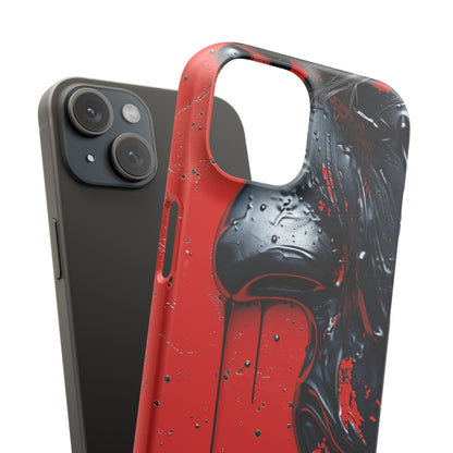 Textured Crimson Bloom iPhone 15 - Slim Phone Case