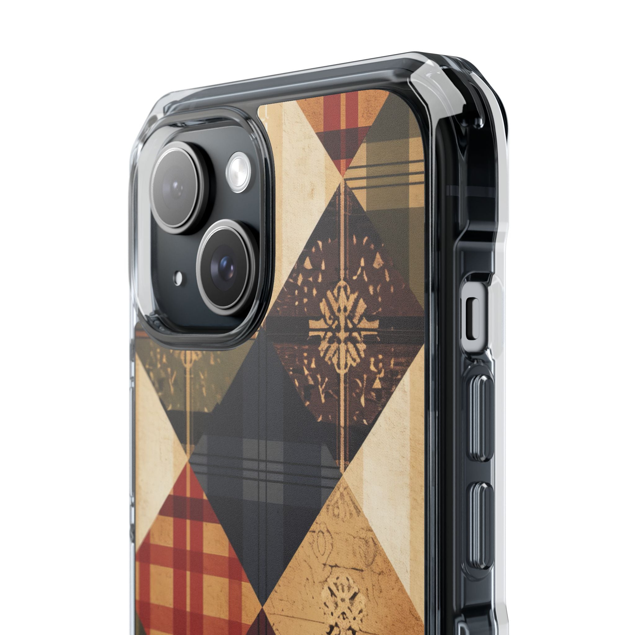 Rustic Geometric Patchwork Harmony iPhone 15 - Clear Impact Phone Case