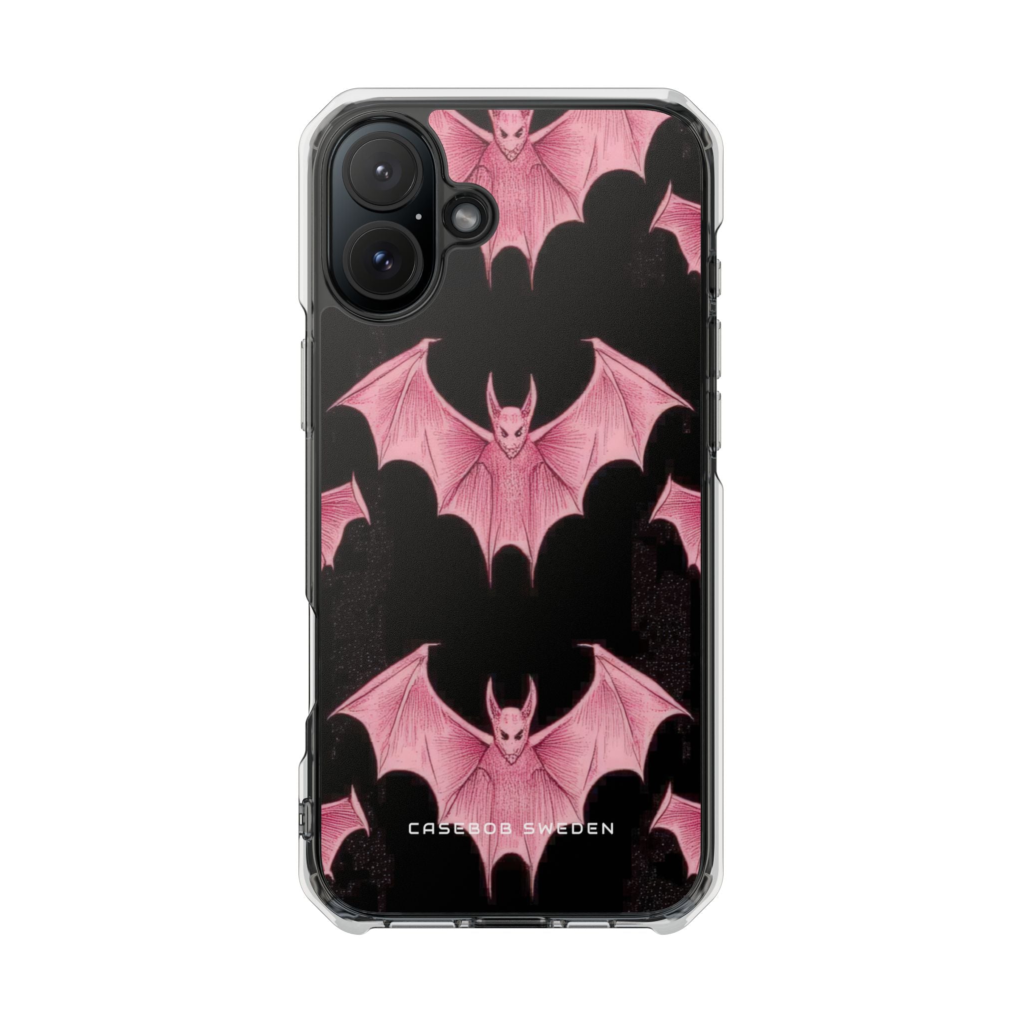 Gothic Pink Bats Aflame iPhone 16 - Clear Impact Phone Case