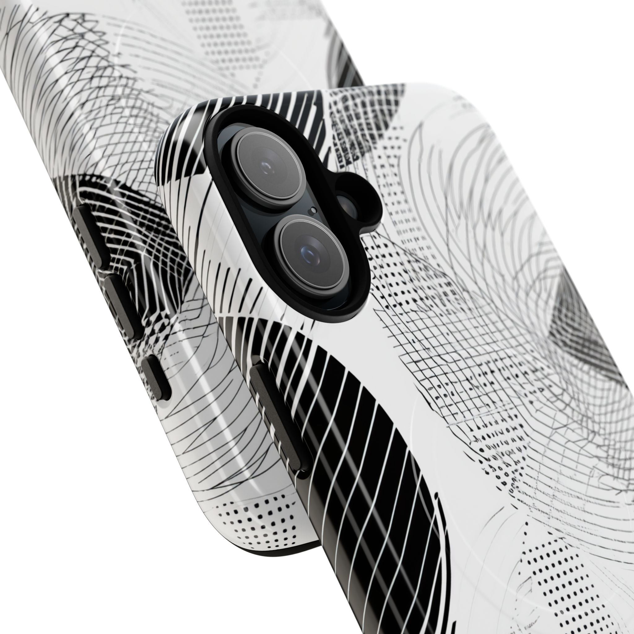 Geometric Monochrome Flow iPhone 16 | Tough+ Phone Case