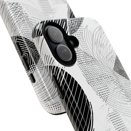 Geometric Monochrome Flow iPhone 16 | Tough+ Phone Case