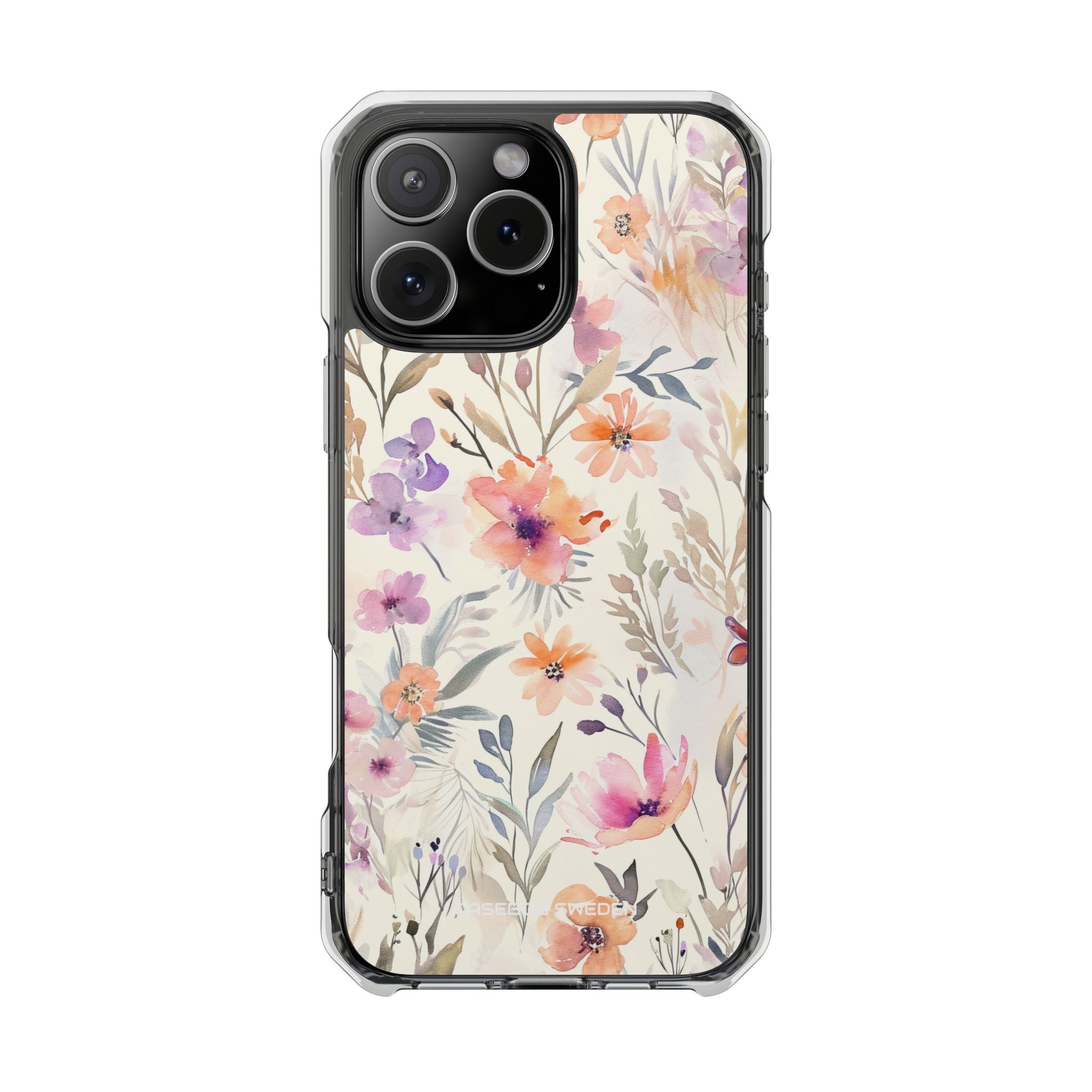 Soft Pink Floral Watercolor Design - Clear Impact iPhone 16 Phone Case