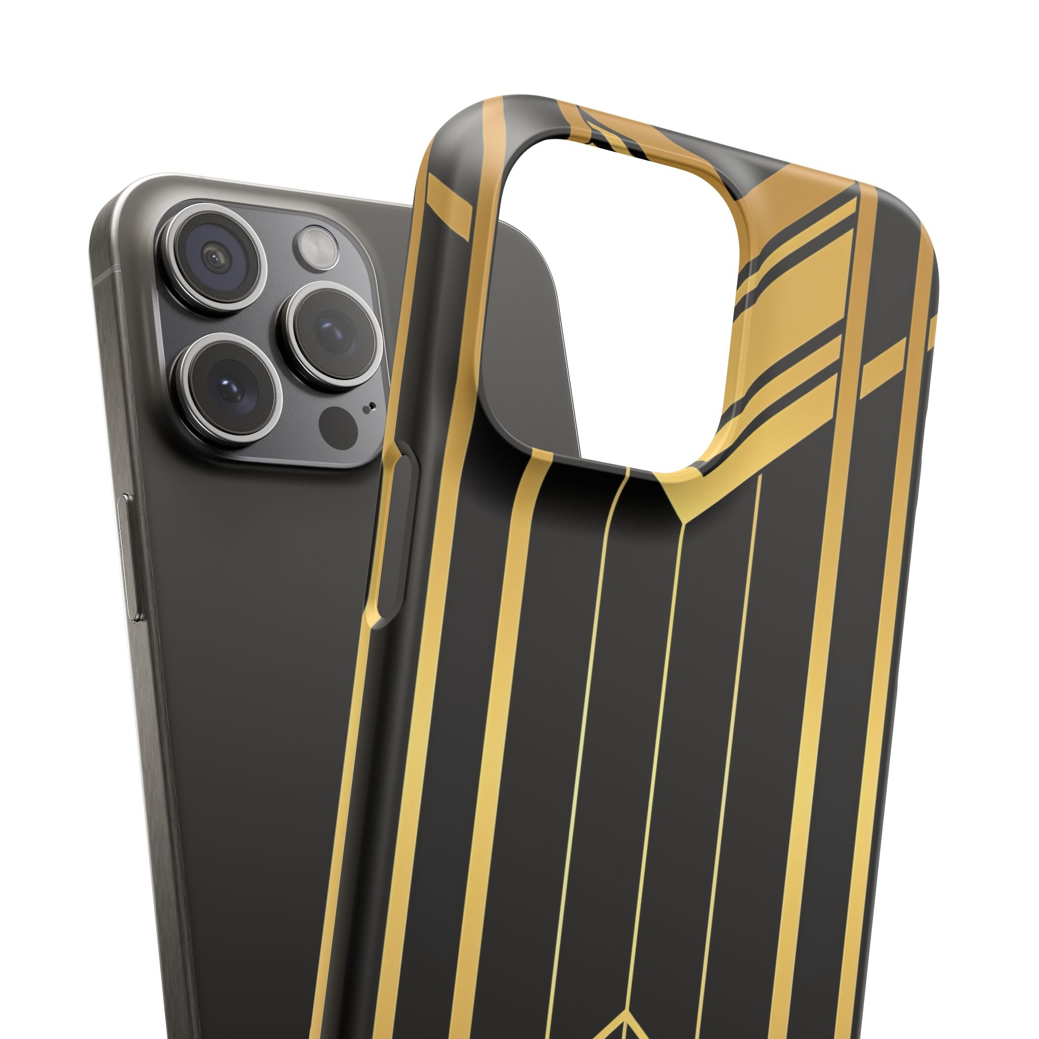 "Golden Art Deco Symmetry in Geometric Elegance" iPhone 15 - Slim Phone Case