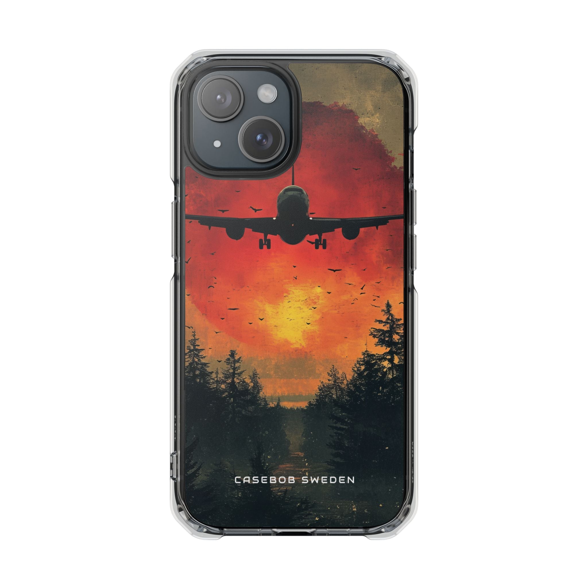 Vintage Sunset Airplane Silhouette iPhone 15 - Clear Impact Phone Case