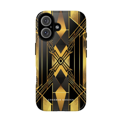 Golden Geometric Elegance iPhone 16 - Tough Phone Case