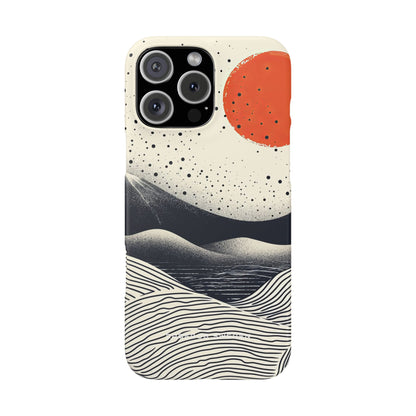 Red Sun Over Flowing Horizons iPhone 16 - Slim Phone Case