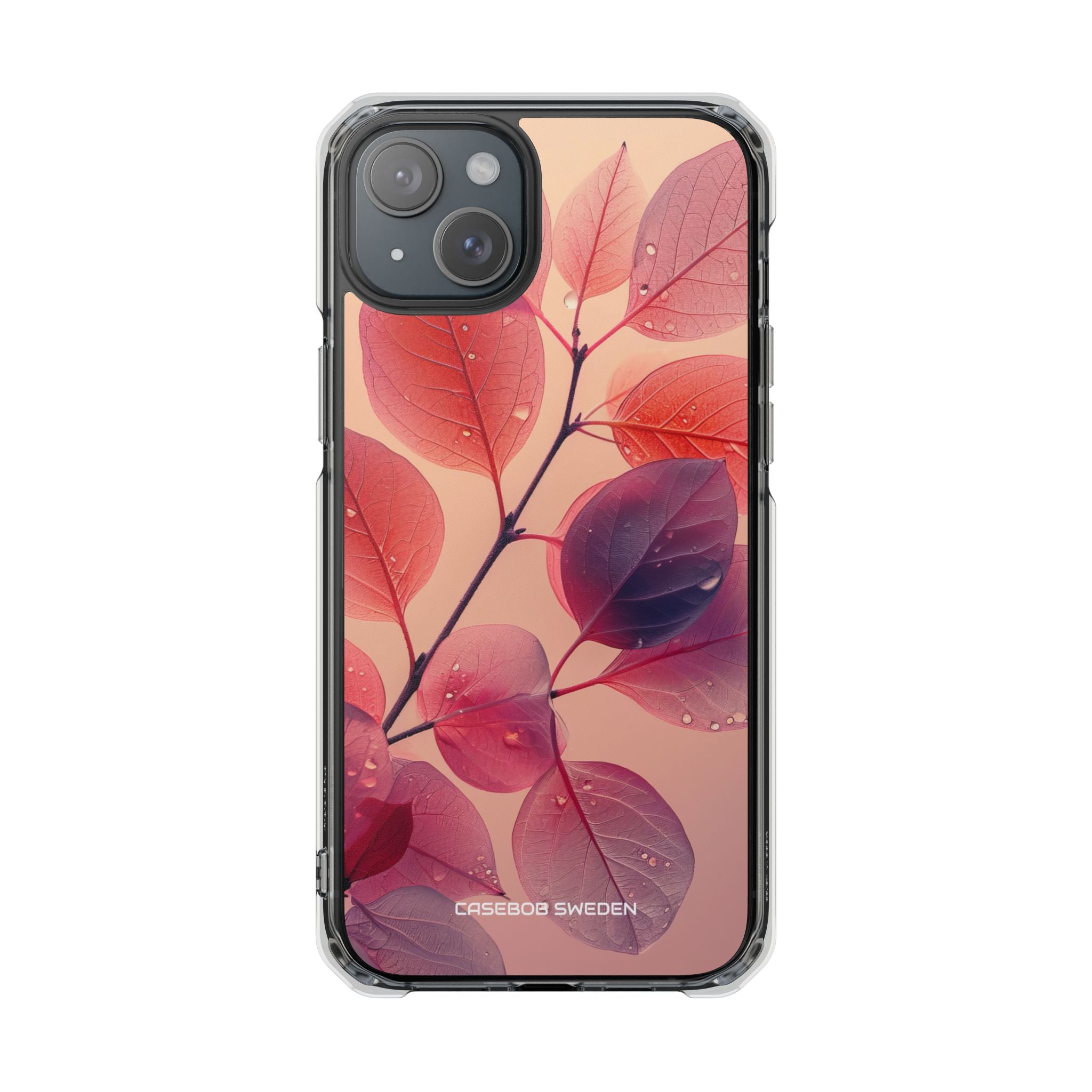 Pink Serenity Leaf Design - Clear Impact iPhone 15 Phone Case