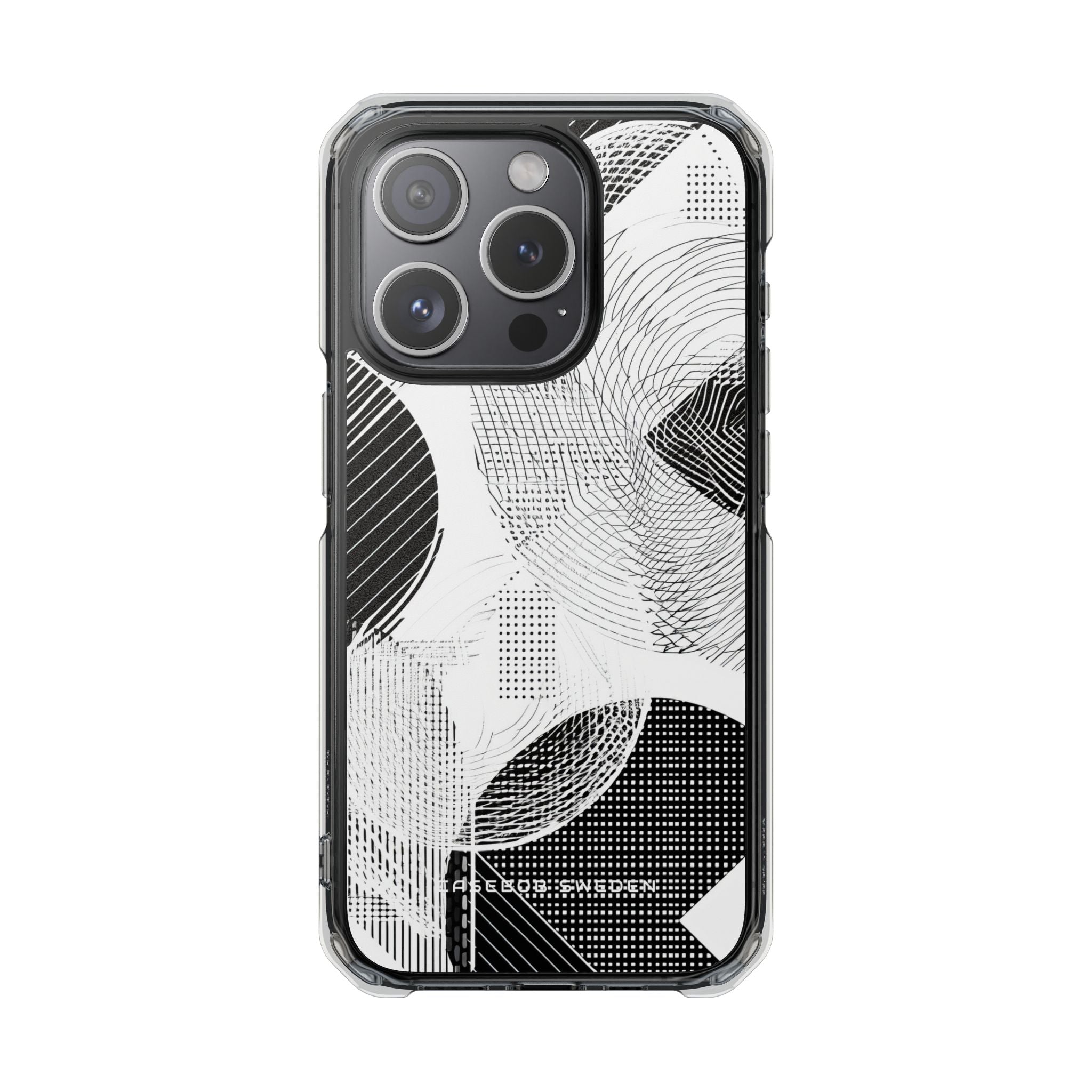 Geometric Monochrome Flow iPhone 15 - Clear Impact Phone Case