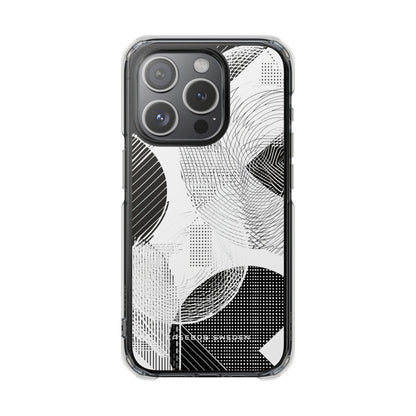 Geometric Monochrome Flow iPhone 15 - Clear Impact Phone Case