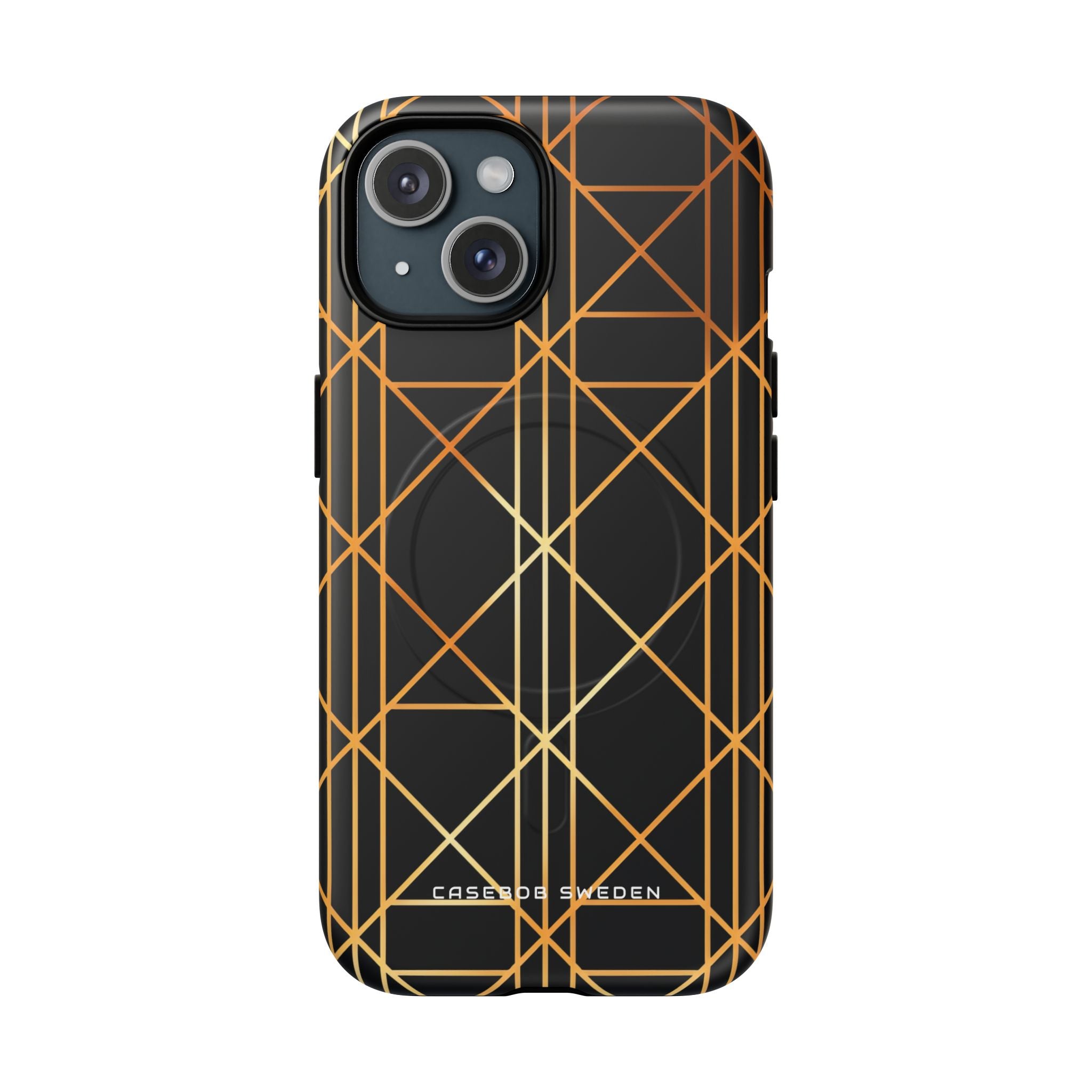 Golden Geometric Elegance iPhone 15 | Tough+ Phone Case