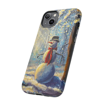 Oil painting - Happy Snowman - Protective Phone Case