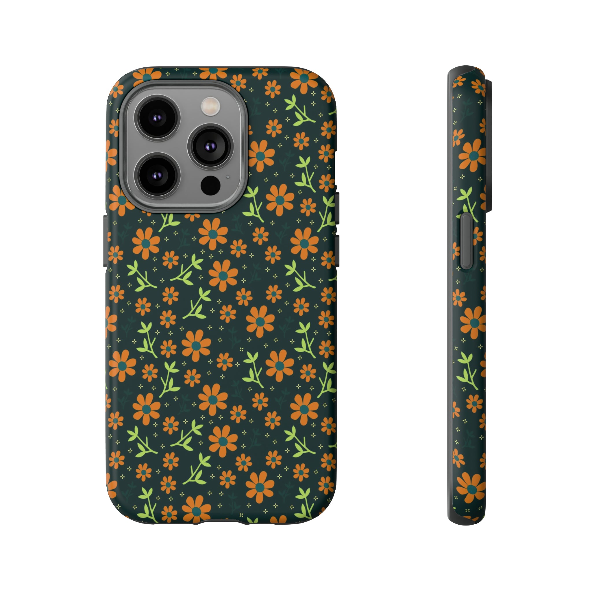 Green Flower Pattern - Protective Phone Case