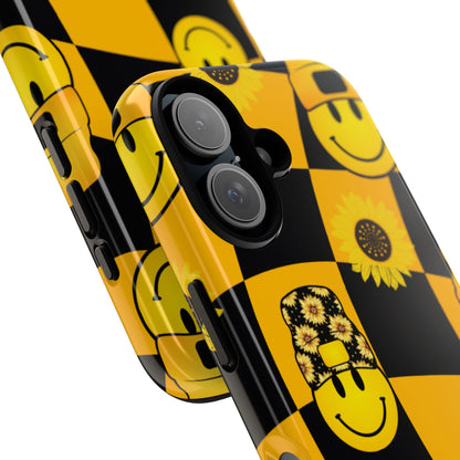 Joyful Checkered Smiles - iPhone Case