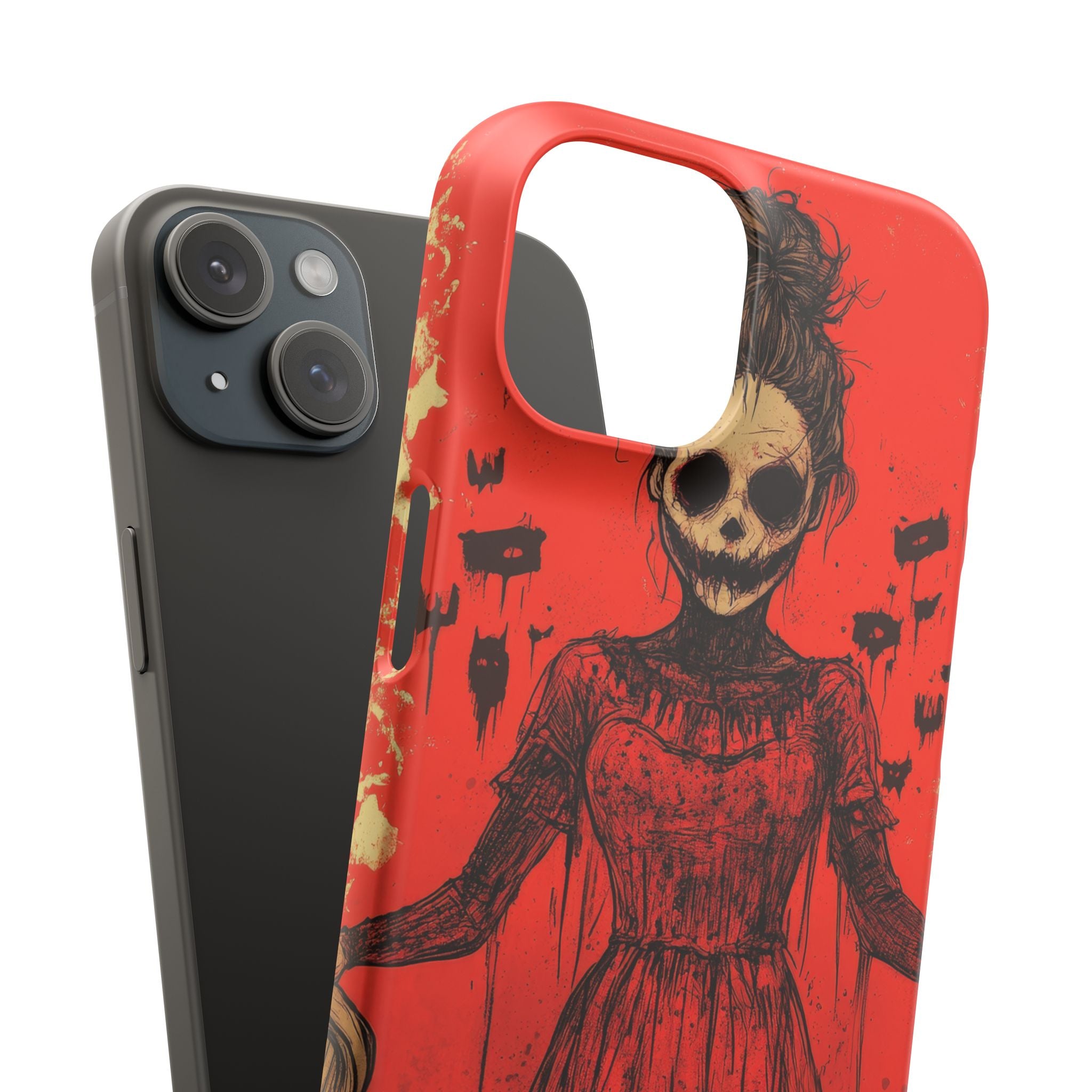 Haunting Scarlet Descent iPhone 15 - Slim Phone Case