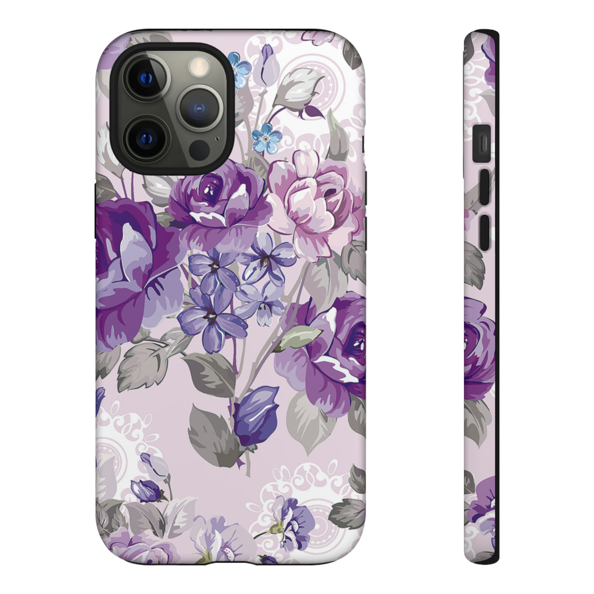 Beautiful vintage purple flower iPhone case (Protective) - Protective Phone Case