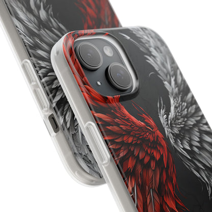 Crimson White Wings iPhone 15 Case - Soft