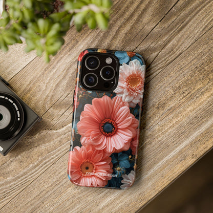 Coral Teal Blooms - Tough iPhone 16 Phone Case