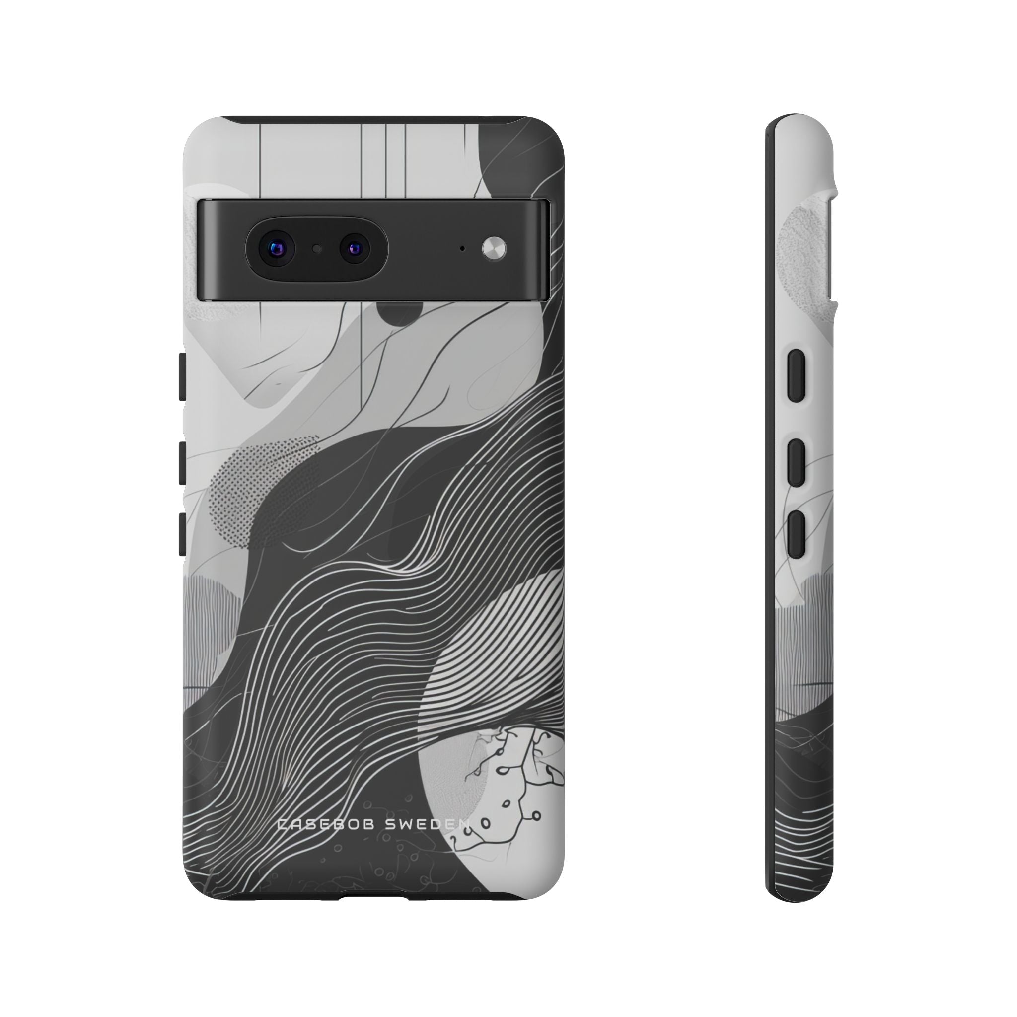 Fluid Rhythms: Monochrome Line Flow Google Pixel 7 - Tough Phone Case