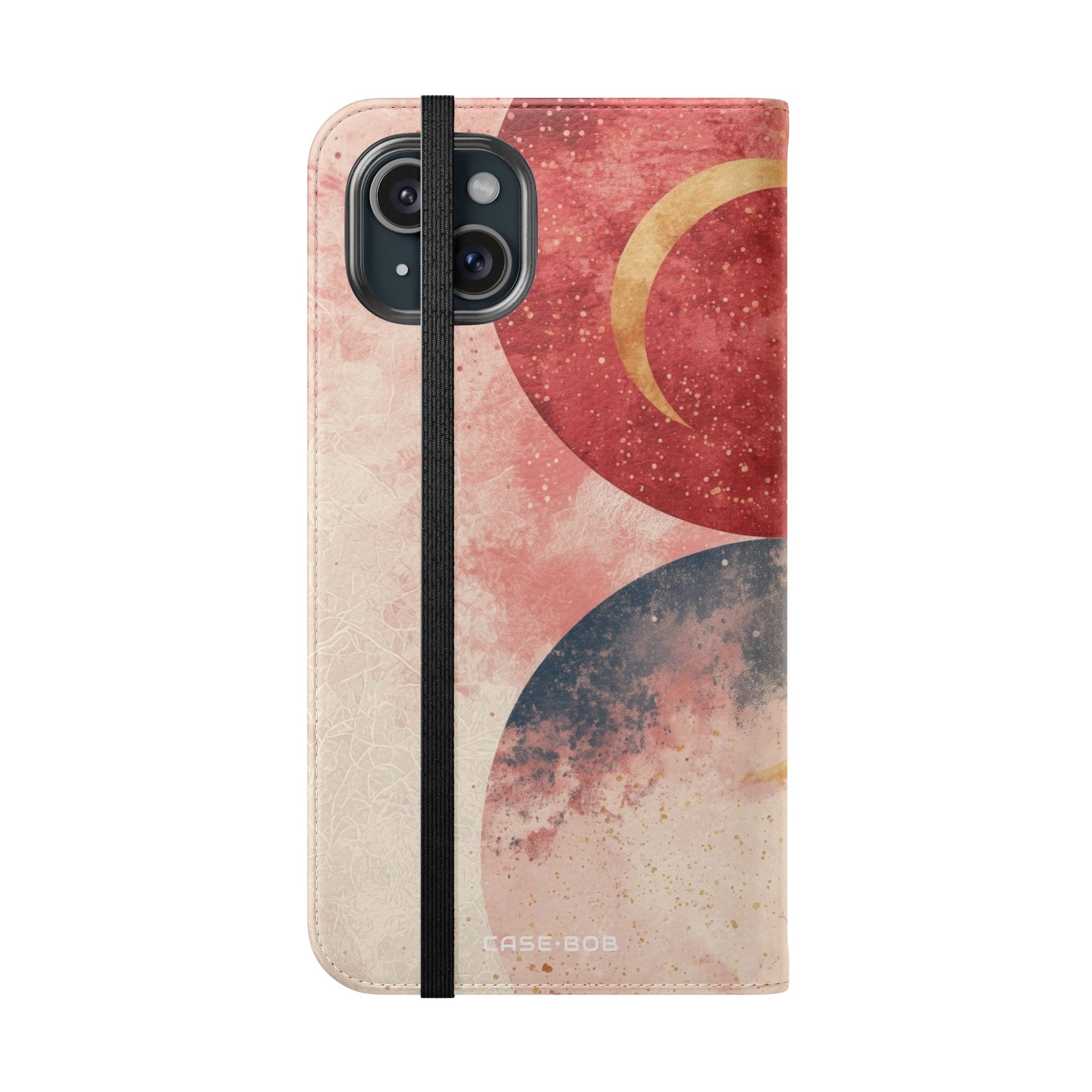 Golden Crescents Crimson - iPhone 15 Plus Case - Wallet