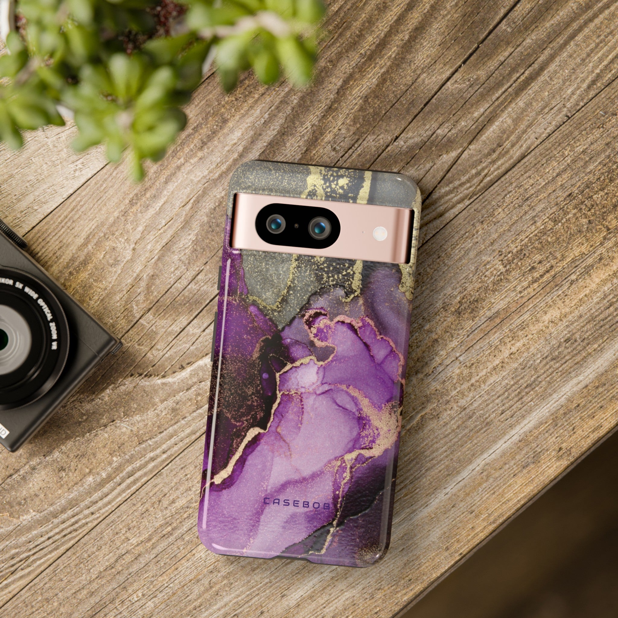 Purple Marble & Gold Phone - Protective Phone Case