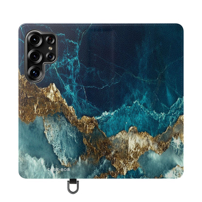 Golden Fracture Teal - Samsung S25 Ultra Case - Wallet