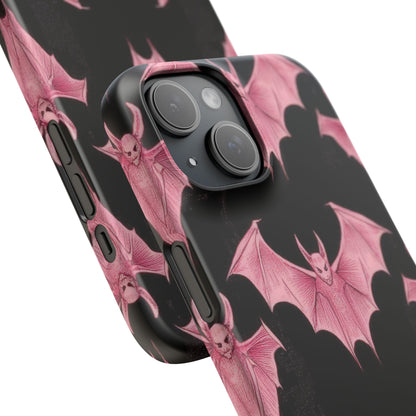 Gothic Pink Bats Aflame iPhone 15 - Slim Phone Case