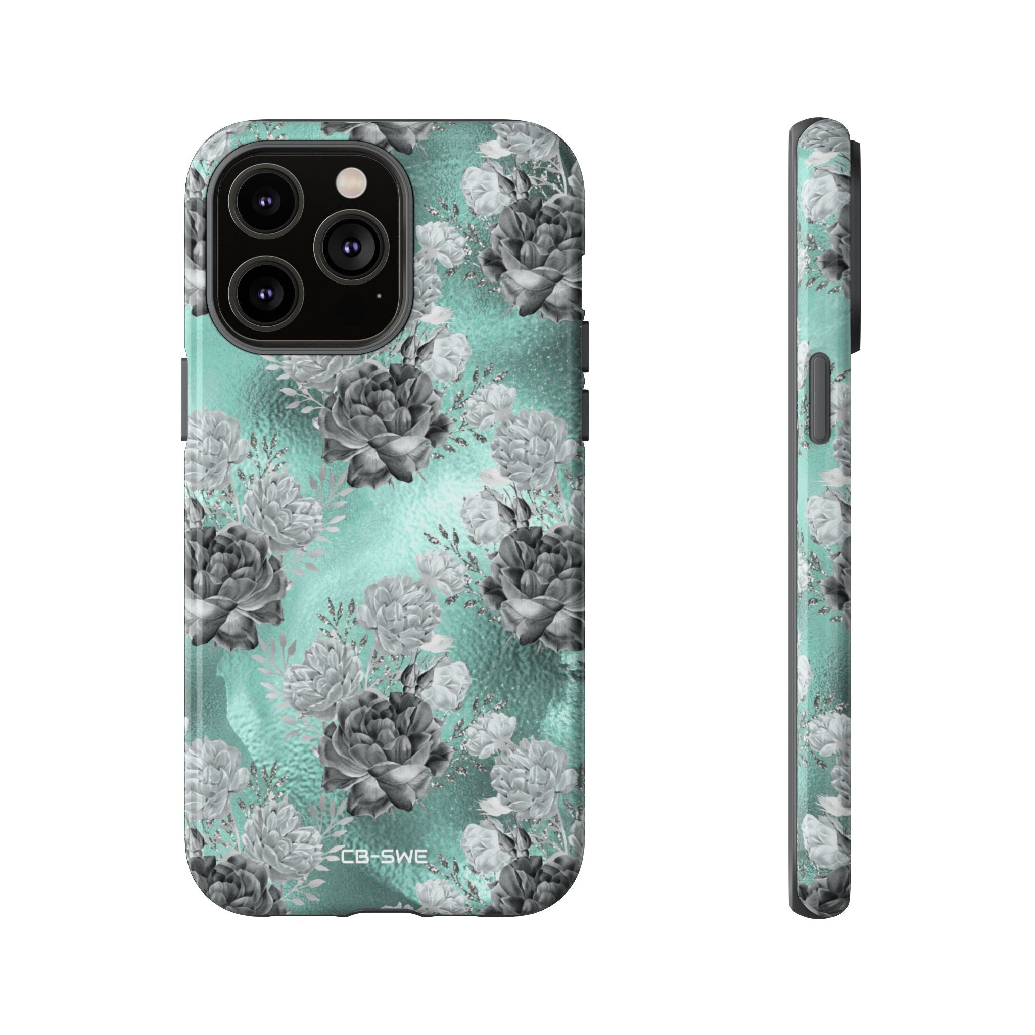 Teal Floral Elegance - iPhone Case