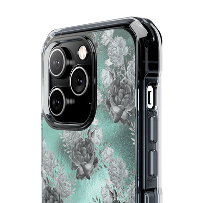 Teal Floral Elegance iPhone Case - Impact