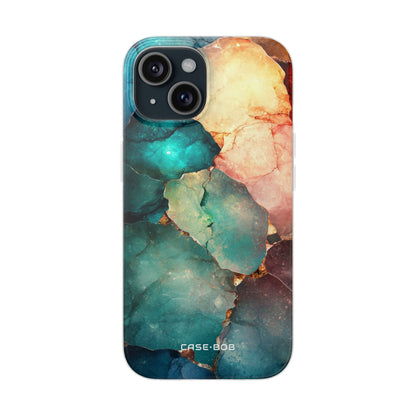 Teal Mosaic Veins iPhone 15 Case - Soft