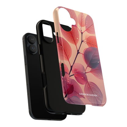 Pink Serenity Leaf Design - Tough iPhone 16 Phone Case