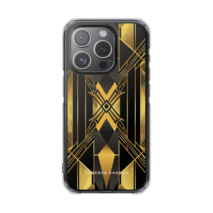 Golden Geometric Elegance iPhone 15 - Clear Impact Phone Case