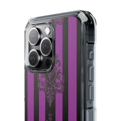 Gothic Elegance with Vertical Stripes and Ornamental Motifs iPhone 15 - Clear Impact Phone Case