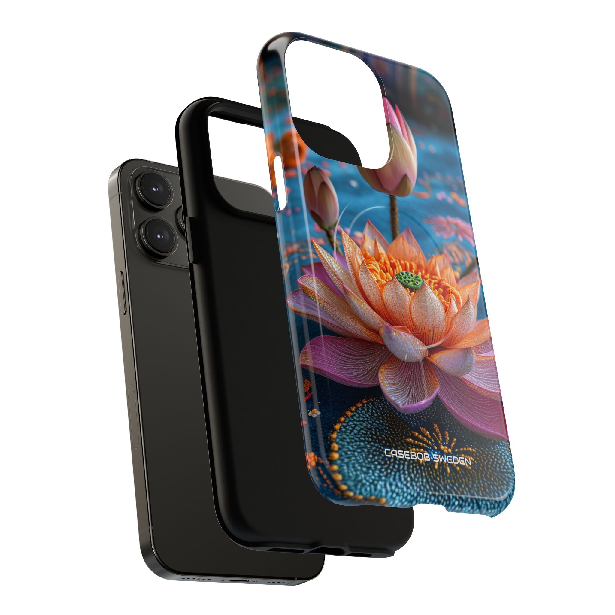 Vibrant Lotus Embroidery - Tough + MagSafe® iPhone 14 Phone Case