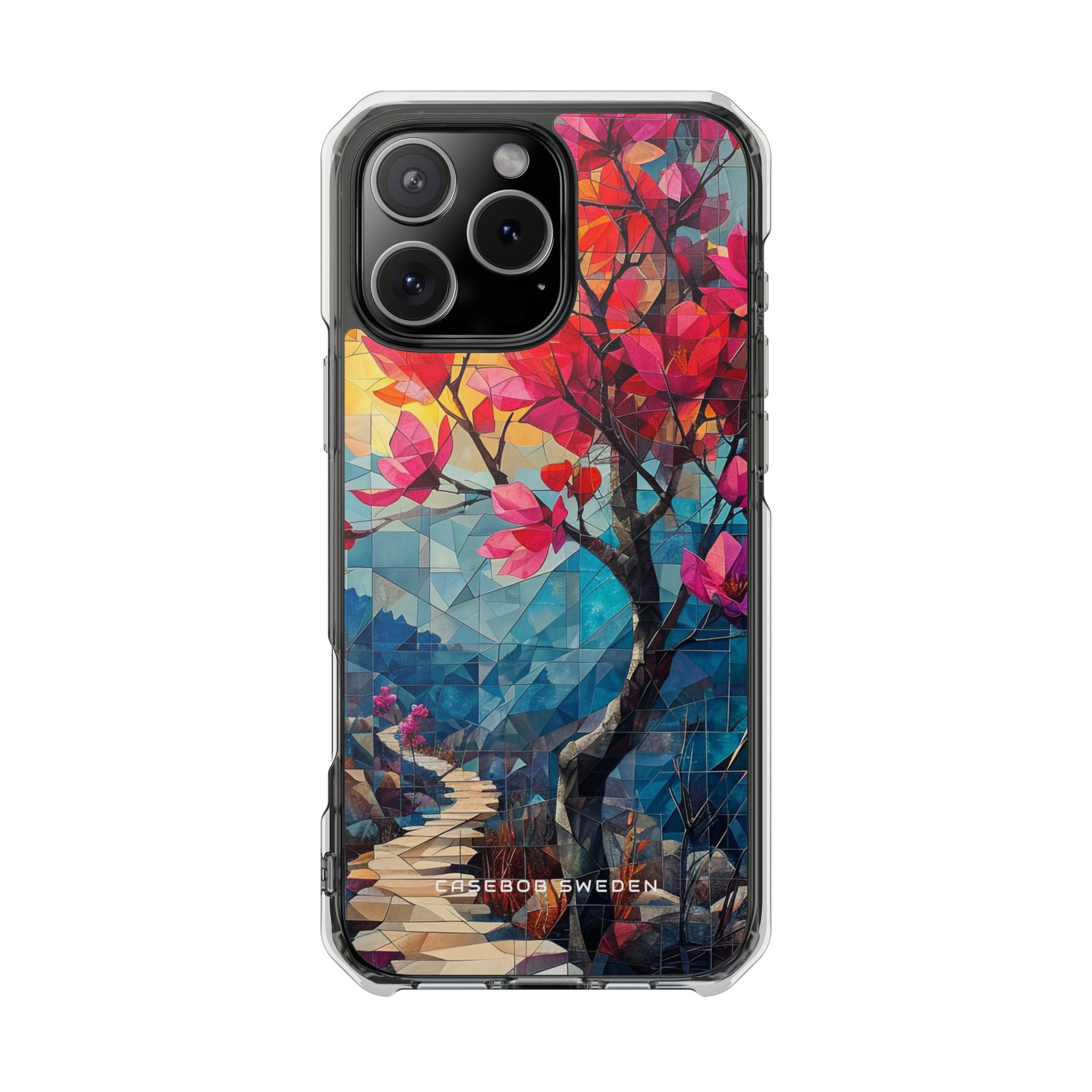 Vibrant Geometric Tree Landscape iPhone 16 - Clear Impact Phone Case