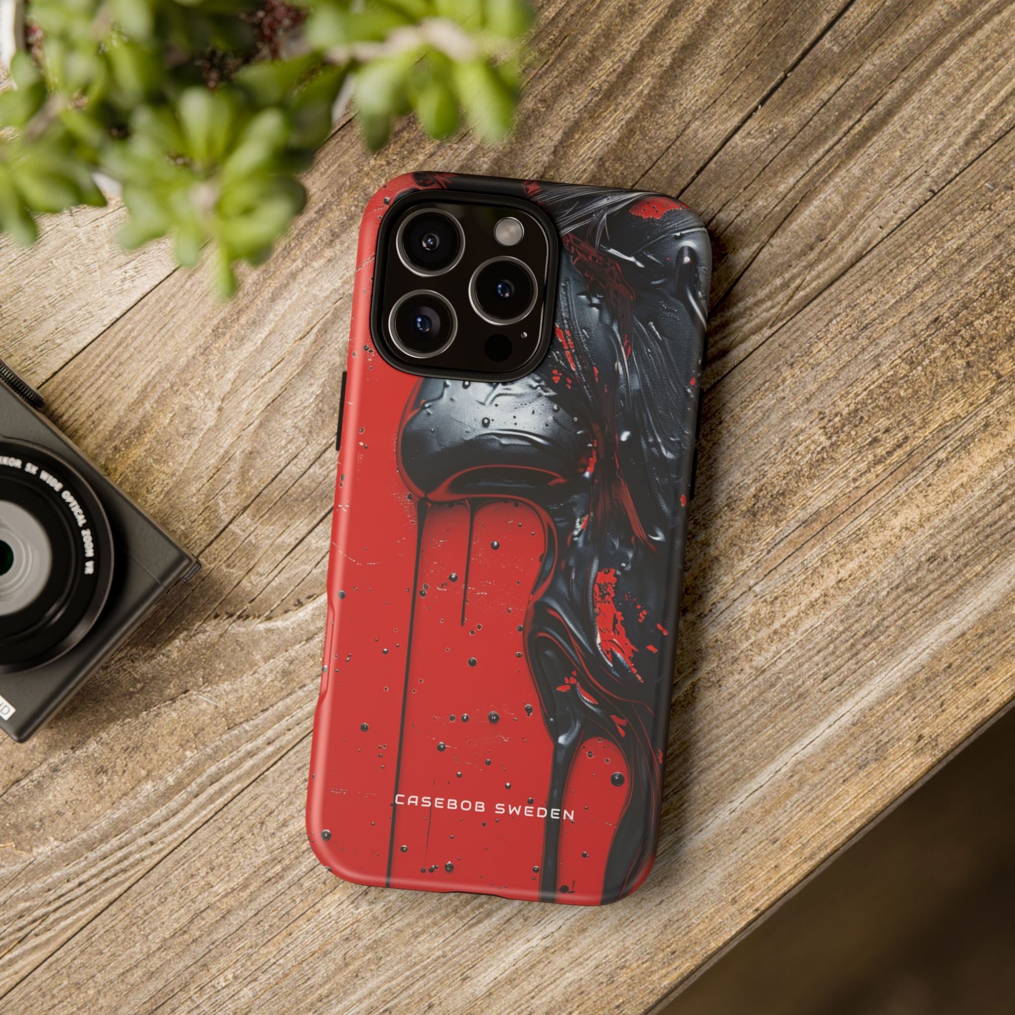 Textured Crimson Bloom iPhone 16 - Tough Phone Case