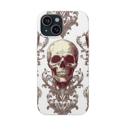 Gothic Skulls and Ornate Foliage iPhone 15 - Flexi Phone Case