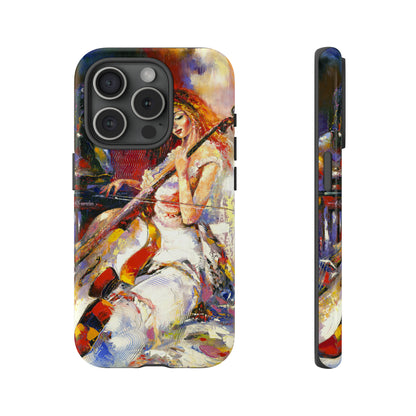 Oil panting - Girl playing Violoncello - Protective Phone Case