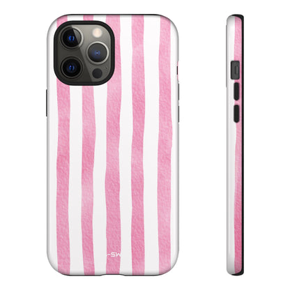 Pink Watercolor Stripes - iPhone Case
