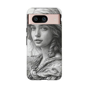 Serene Sketch Portrait | Protective Phone Case for Google Pixel