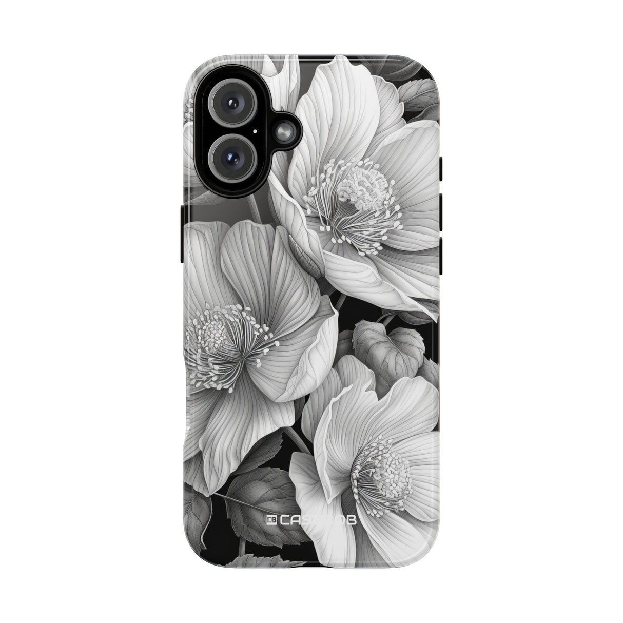 Elegant Monochrome Floral Art - for iPhone 16